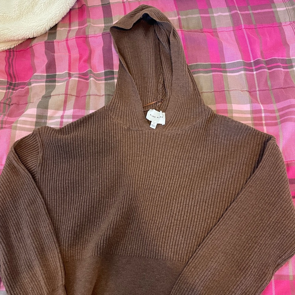 Pink Rose Chocolate Ribbed Sweater